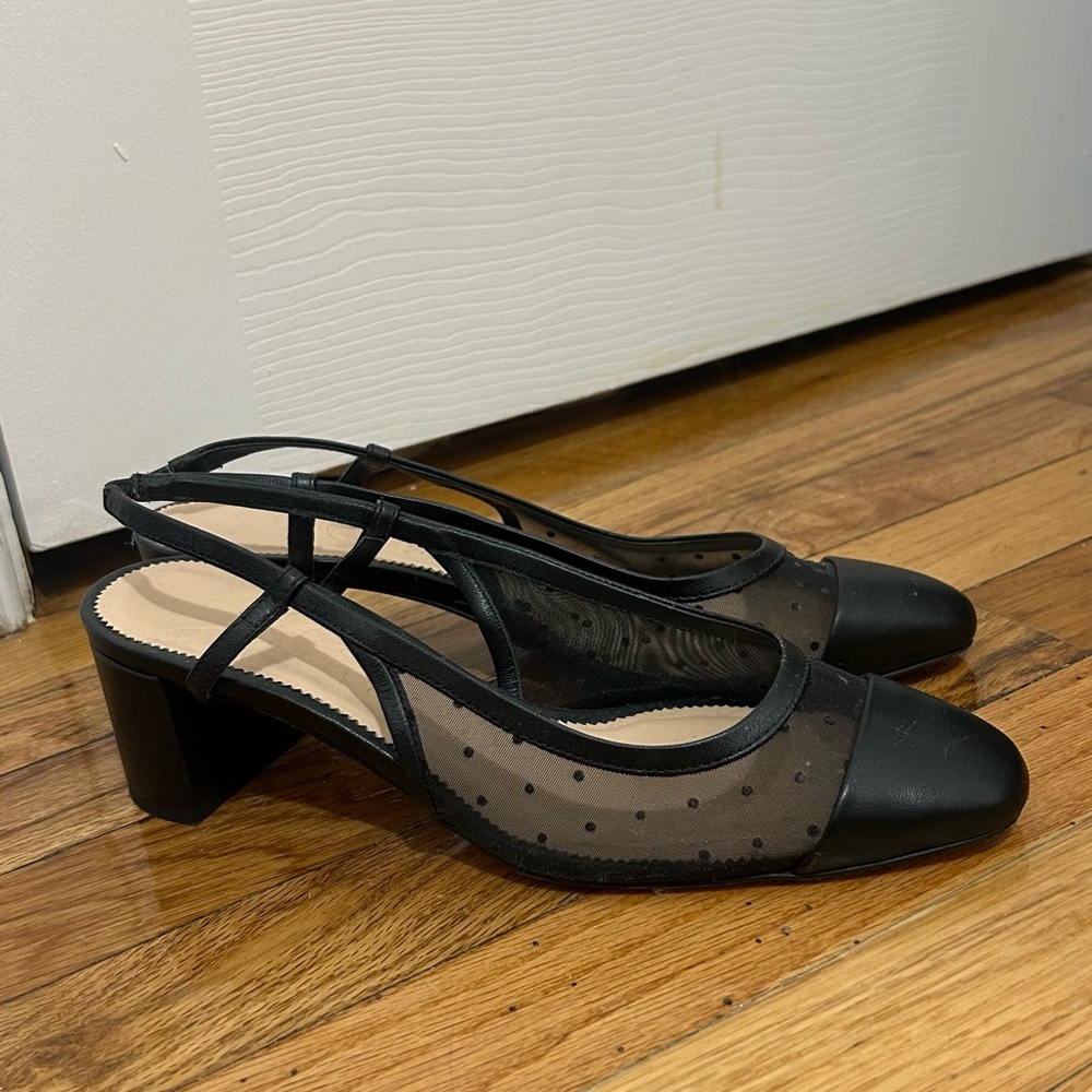 Black Sheer Sling Back Heels